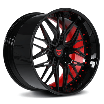 Red and black custom corvette c8 z06 deep dish wheels ,RVRN RV-T081 custom forged 2-piece rims series